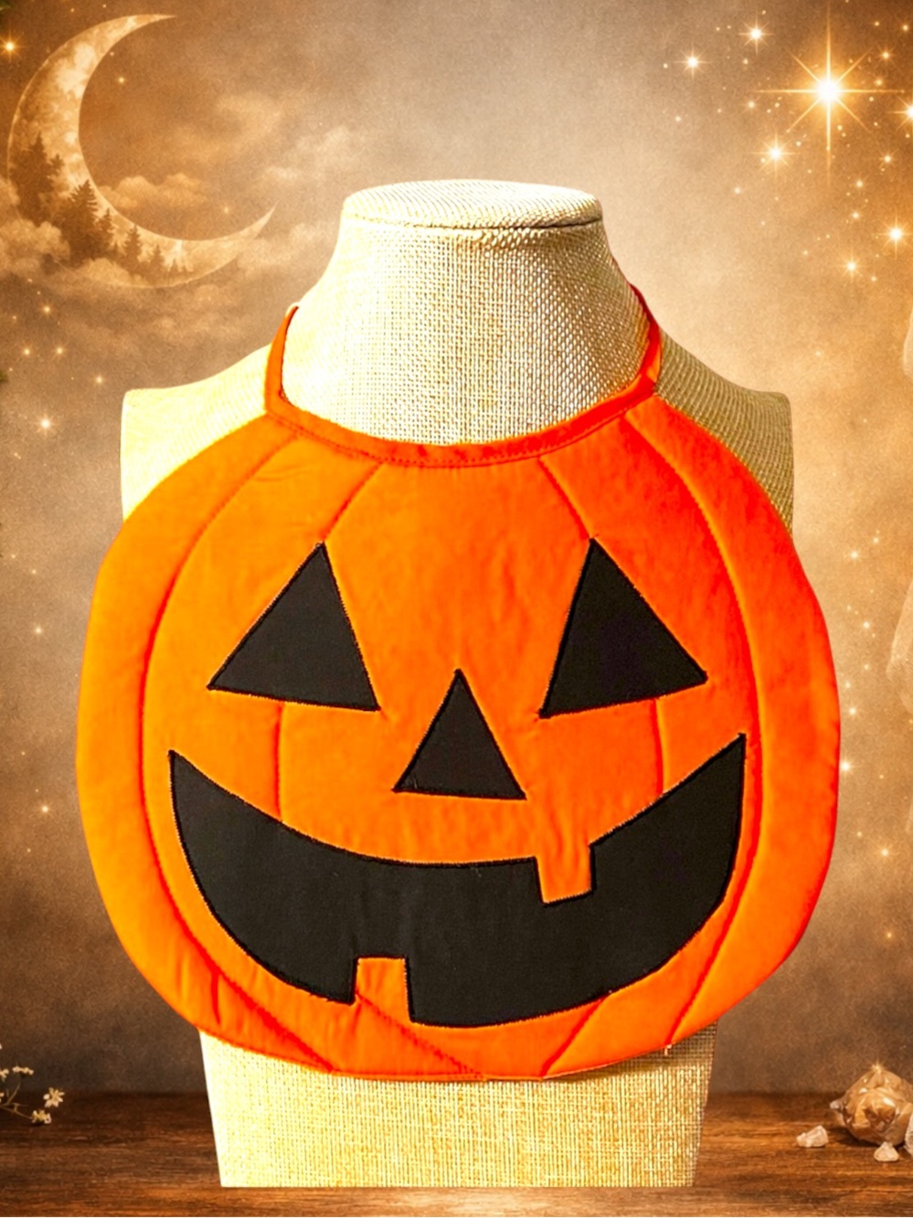 Halloween Pumpkin Bib Kids Cotton Handmade